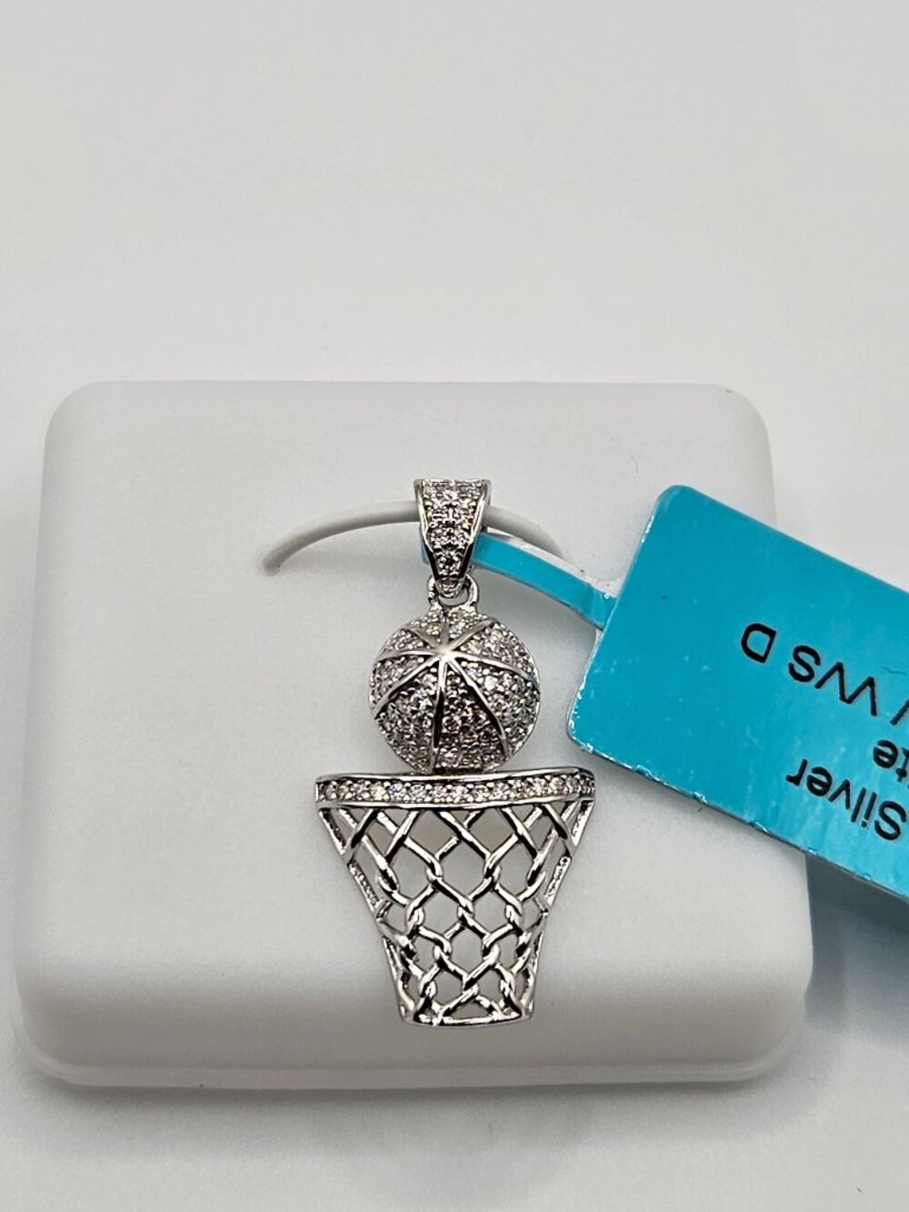 925 Silver Moissanite Basketball Hoop Pendant 0.33 CTW VVS D